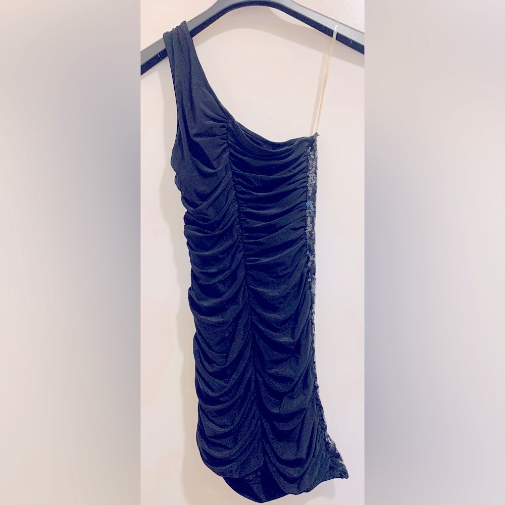 Black body dress with one strap and sequin accent size small
